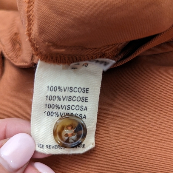 FRNCH Cognac Short Sleeve Button Up Utility One Piece Minimalist Jumpsuit Size S - Picture 7 of 16